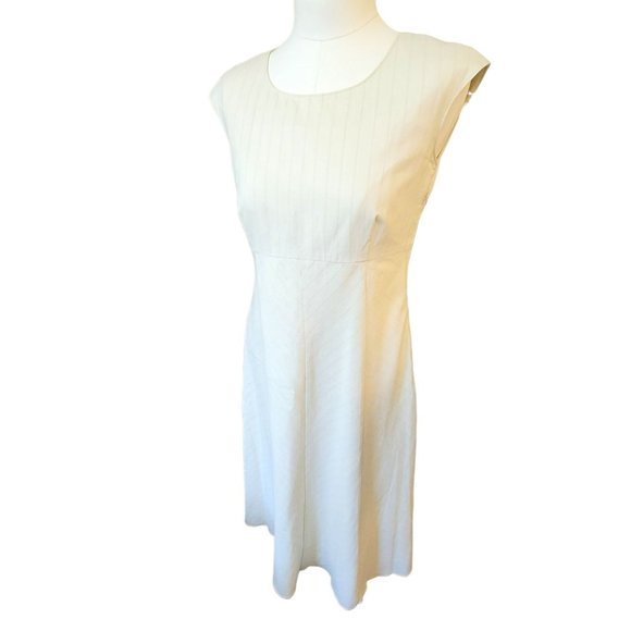 J. Jill Dress Fit Flare Cream and Tan Striped Maxi Woman's Size 8 JJ3072 - Picture 1 of 9